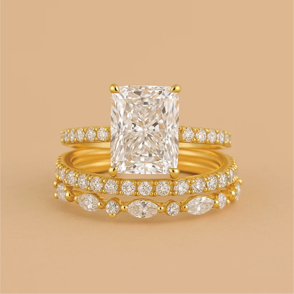 Jaily – 3-Piece Wedding Ring Set in Gold