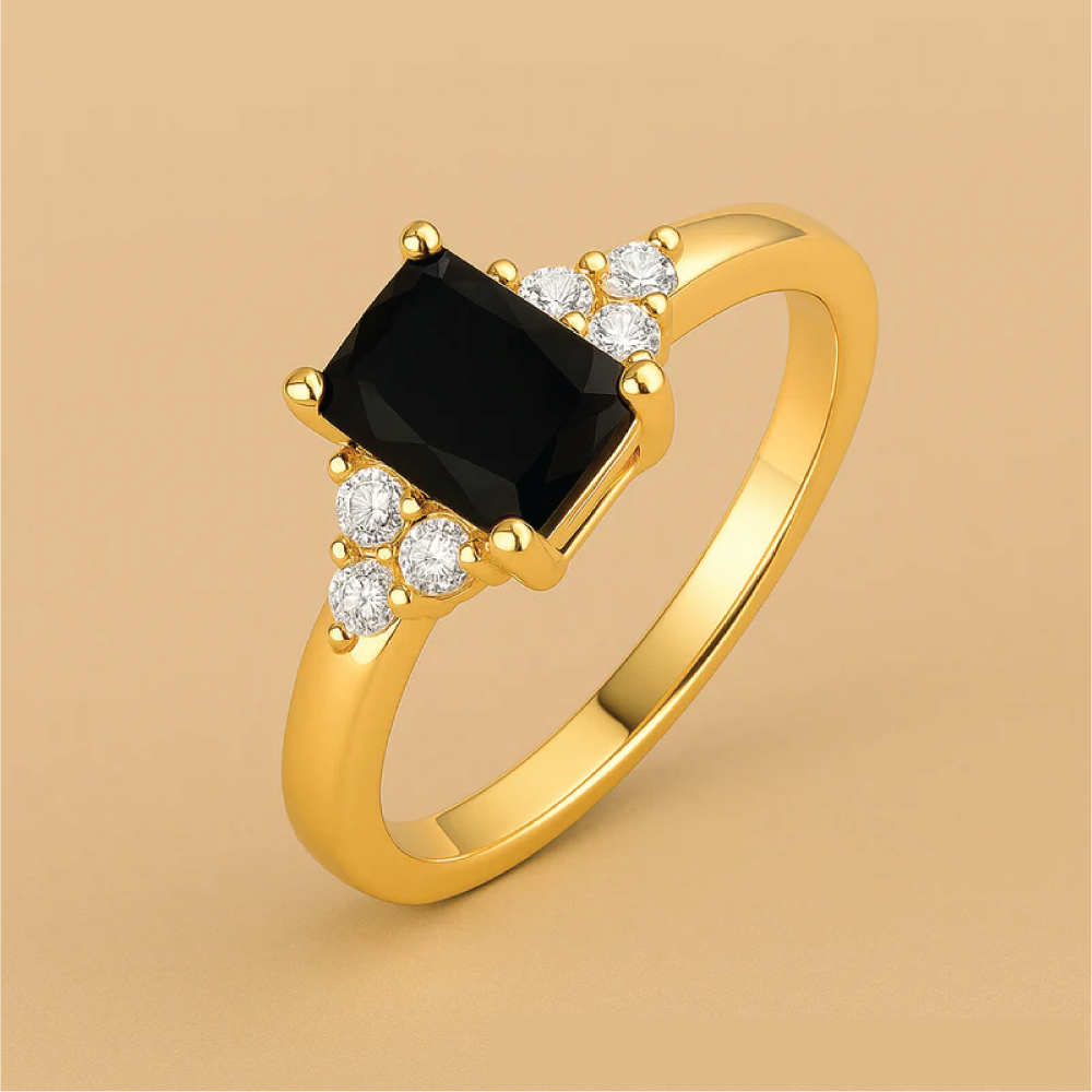 Black Spinel Ring in Gold