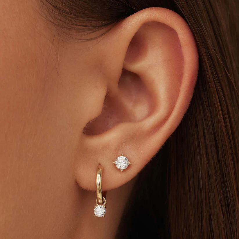 Larmes de Lune Stone Hoop Earrings in Gold