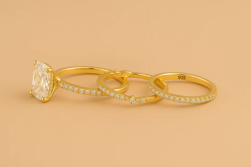 Jaily – 3-Piece Wedding Ring Set in Gold